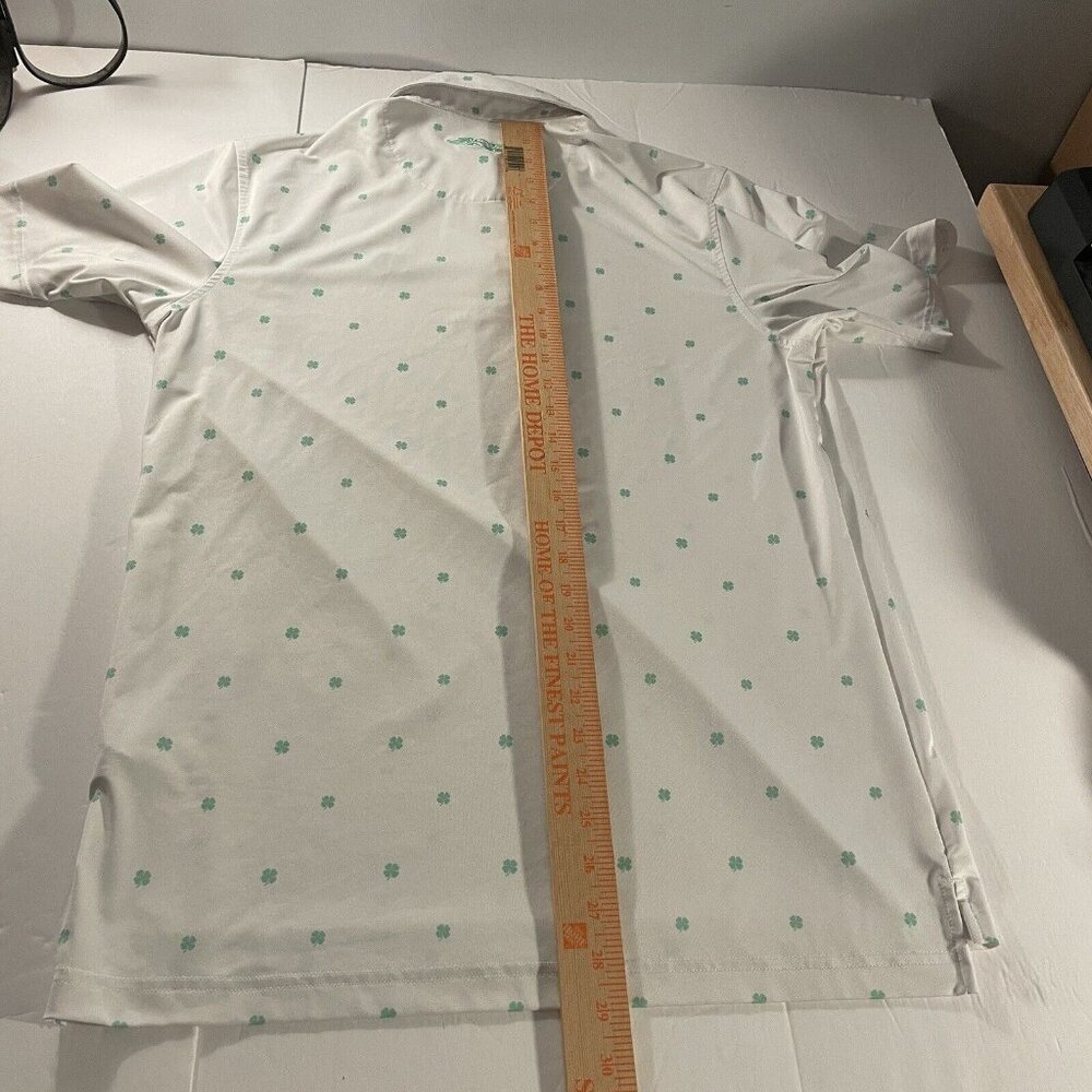 Straight Down Performance Golf Polo Shamrocks Print Men Size Small Duck Hunt - Picture 2 of 12